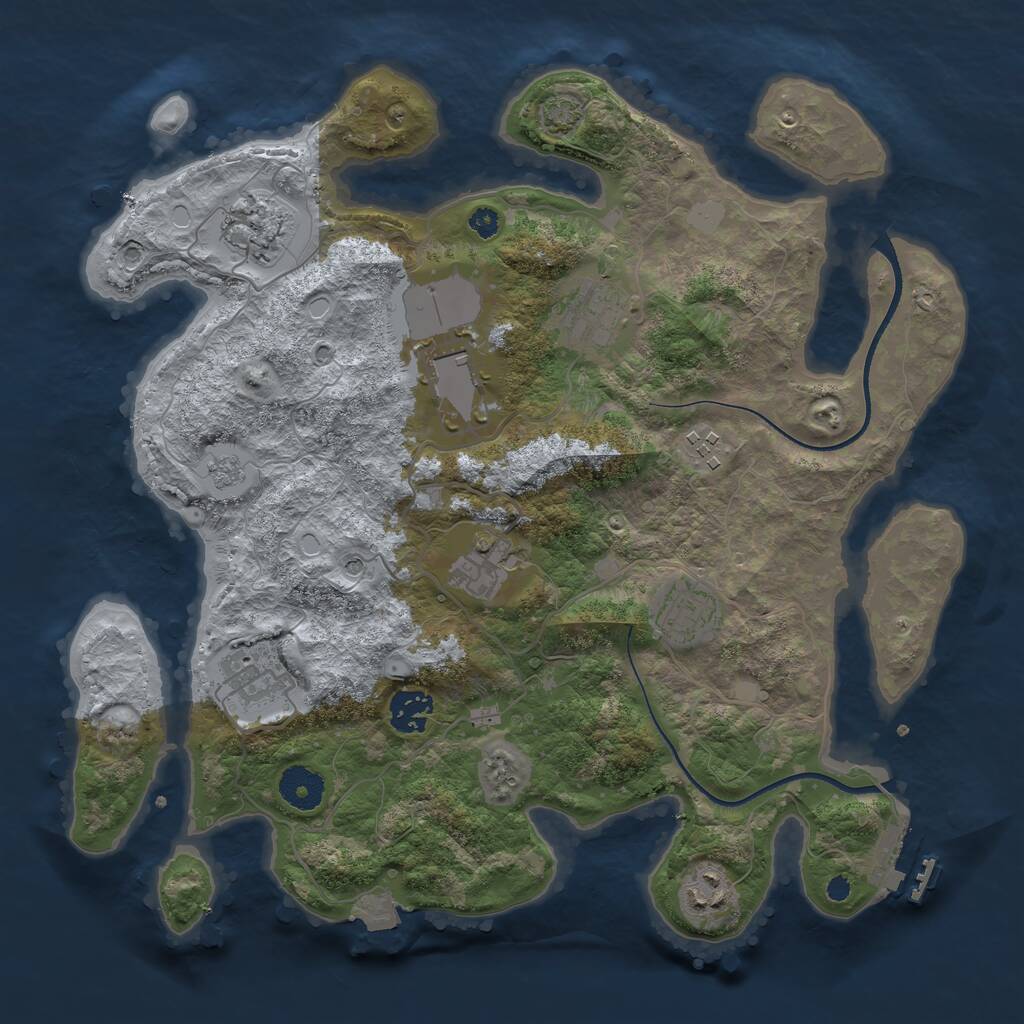 Rust Map: Procedural Map, Size: 3501, Seed: 33548, 14 Monuments