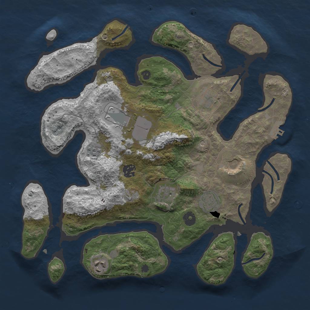 Rust Map: Procedural Map, Size: 3501, Seed: 33548, 12 Monuments