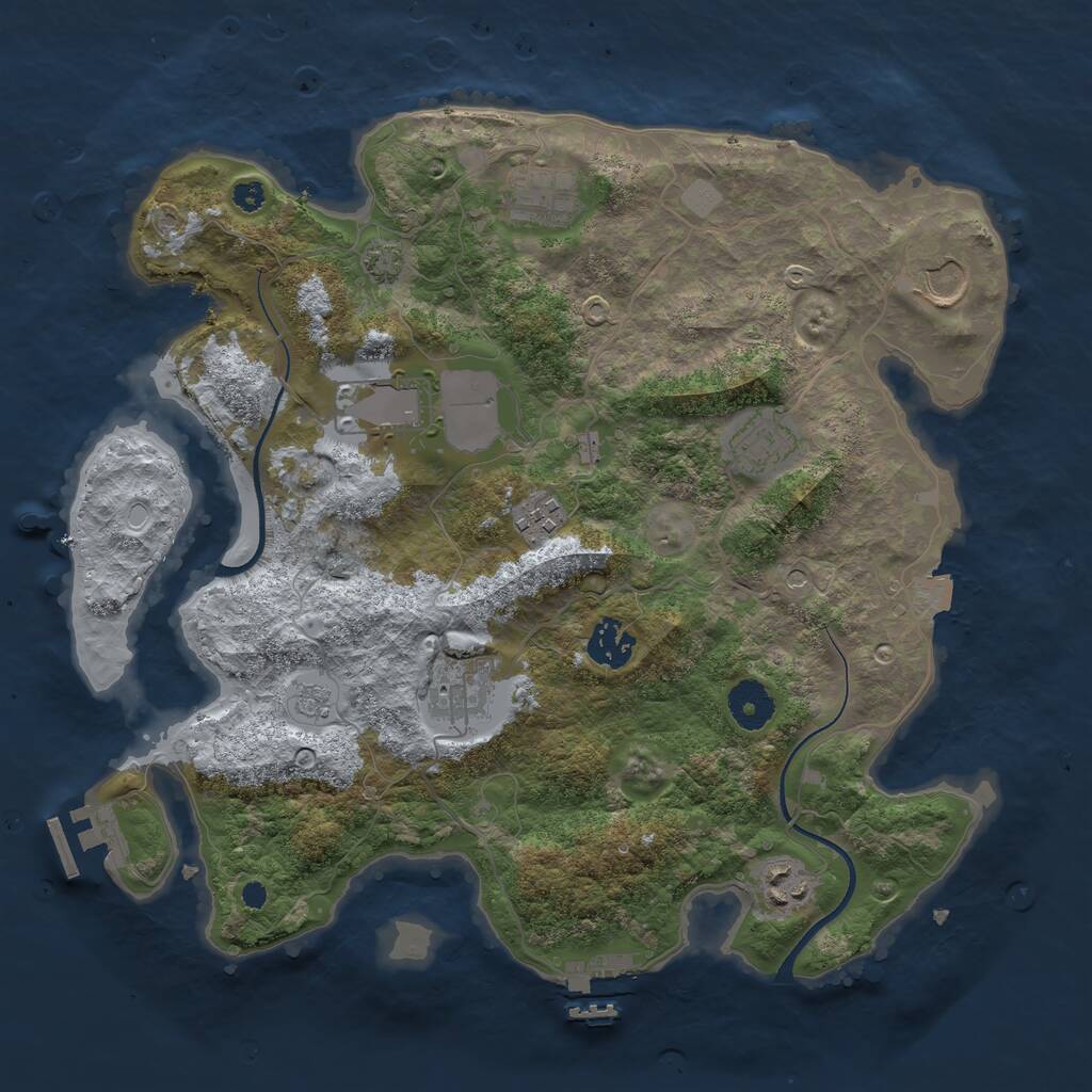 Rust Map: Procedural Map, Size: 3500, Seed: 658277676, 14 Monuments