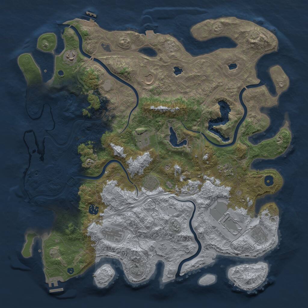 Rust Map: Procedural Map, Size: 4500, Seed: 53288760, 16 Monuments
