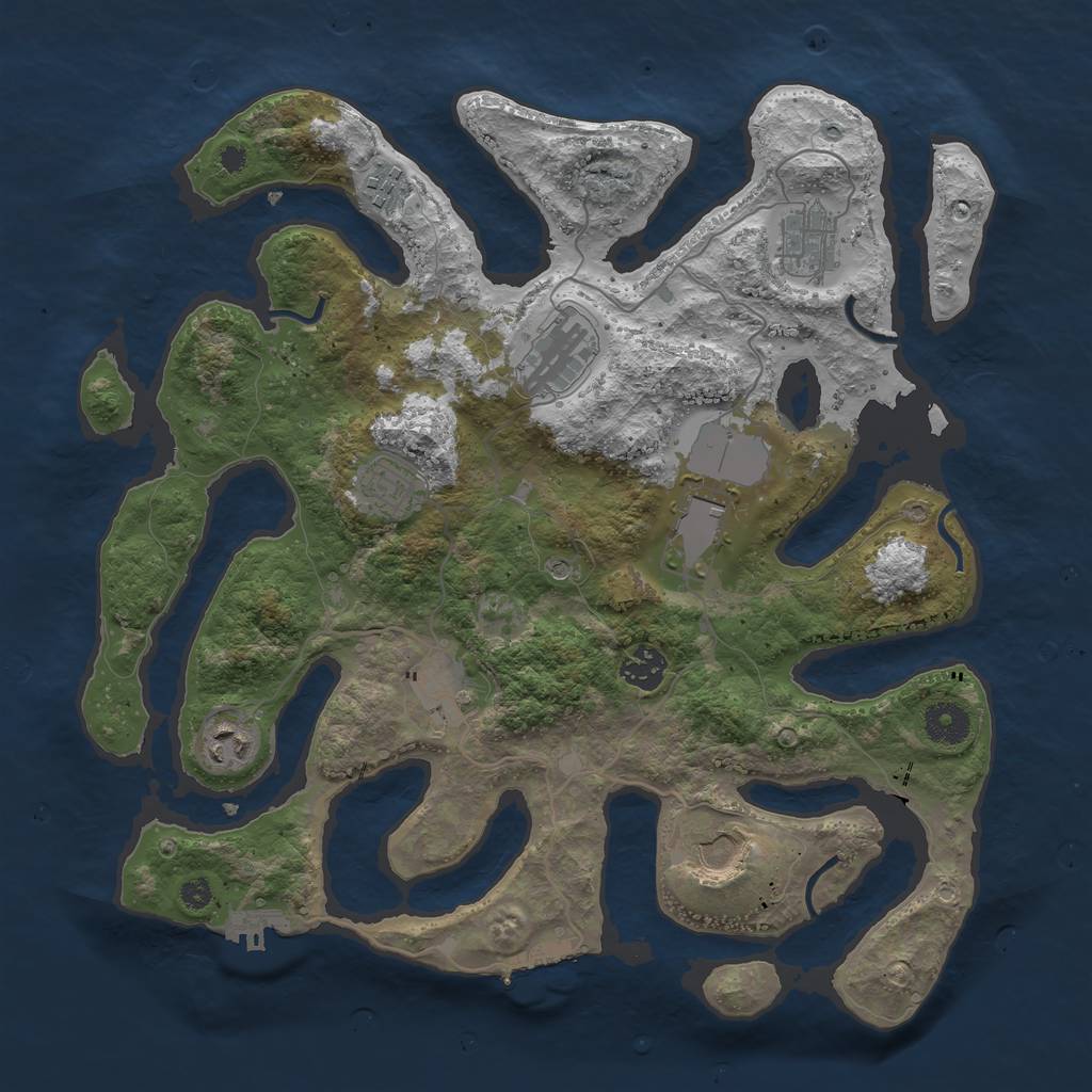 Rust Map: Procedural Map, Size: 3700, Seed: 468105759, 14 Monuments