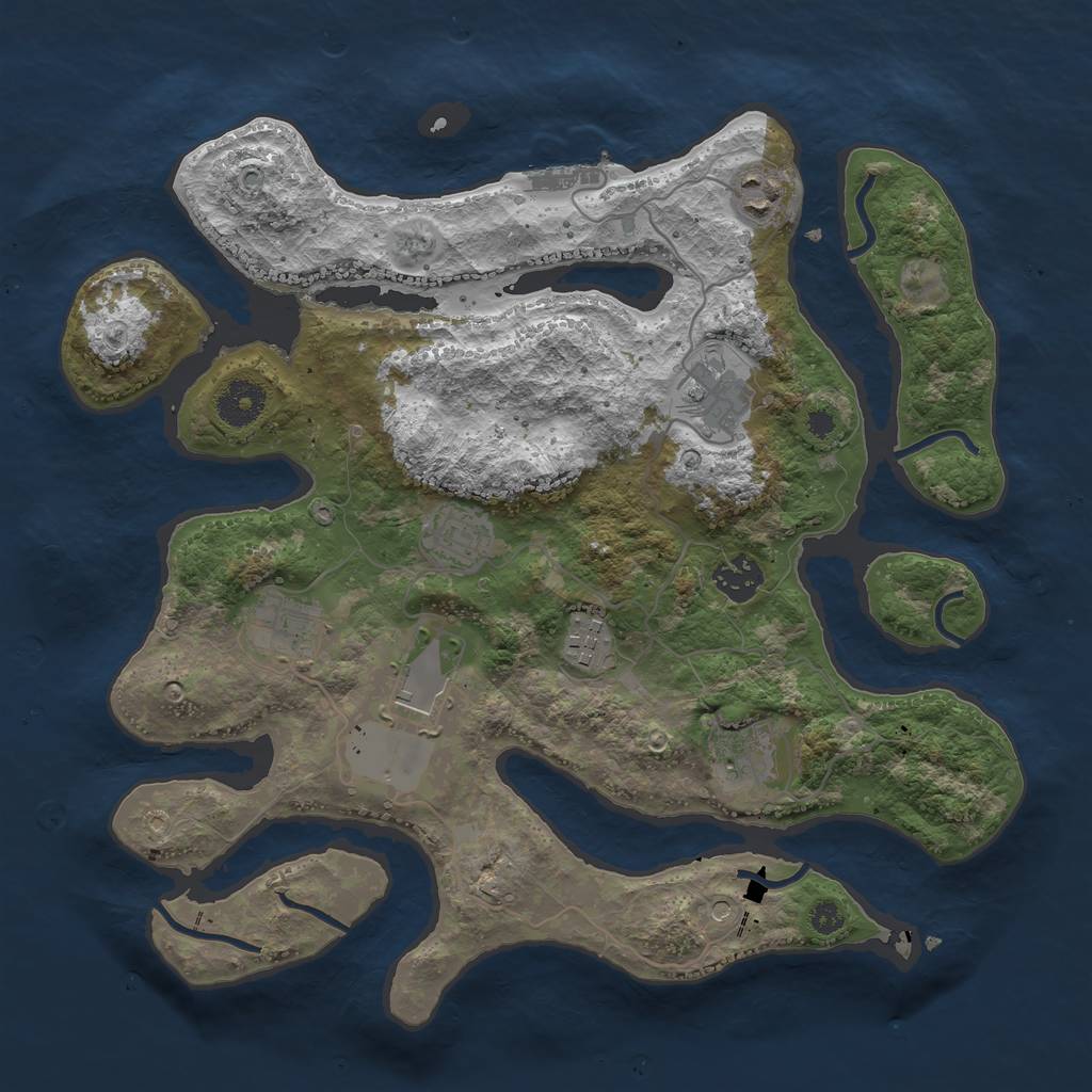 Rust Map: Procedural Map, Size: 3500, Seed: 327, 12 Monuments
