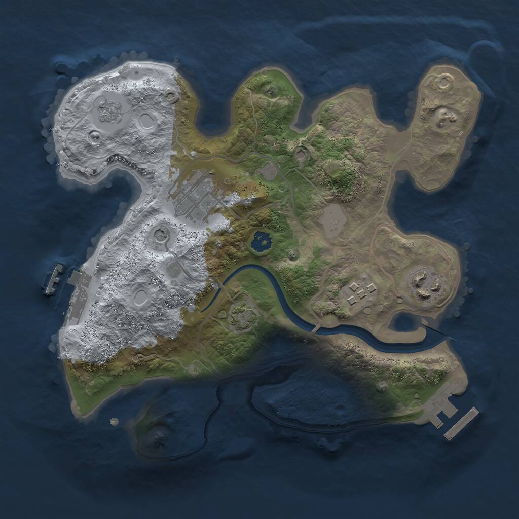 Rust Map: Procedural Map, Size: 2499, Seed: 1263476743, 9 Monuments