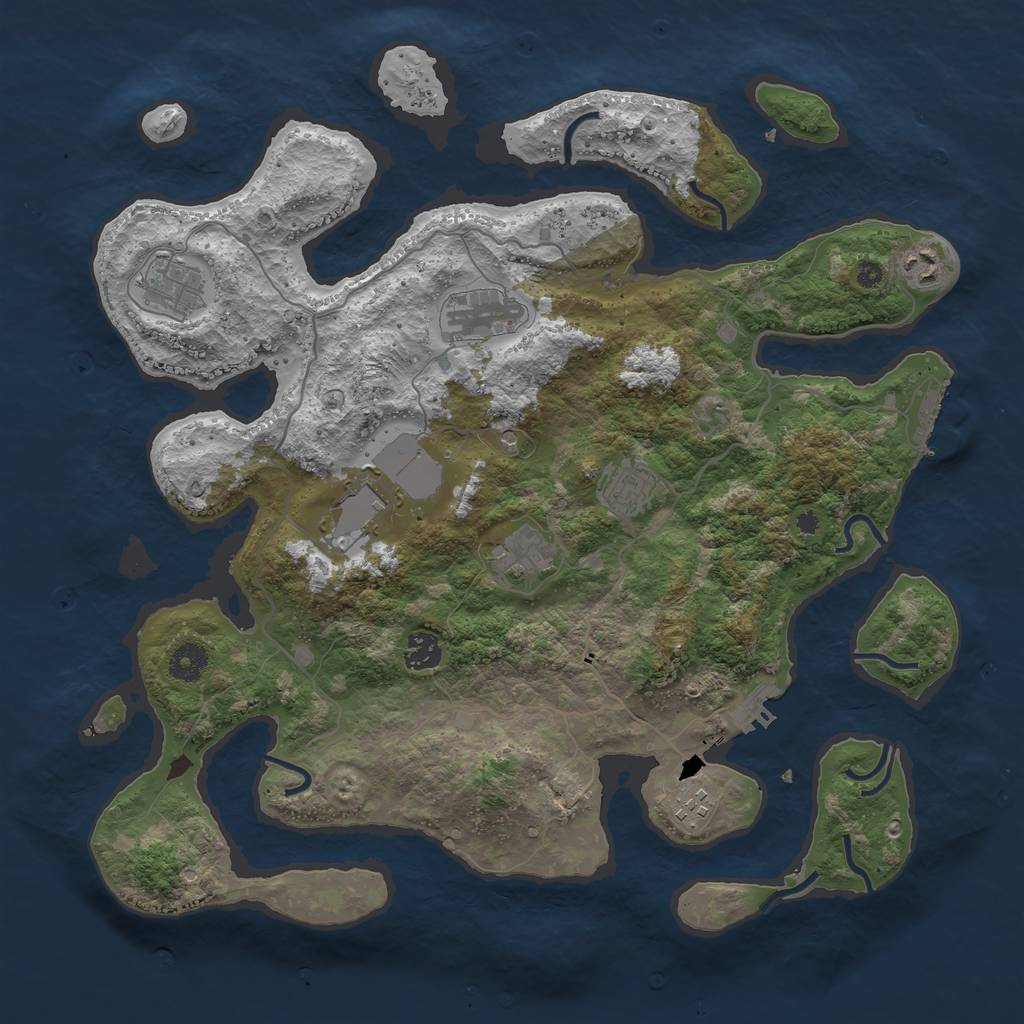 Rust Map: Procedural Map, Size: 4000, Seed: 630497485, 13 Monuments