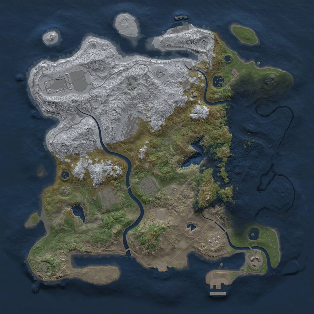 Rust Map: Procedural Map, Size: 4000, Seed: 630497485, 13 Monuments