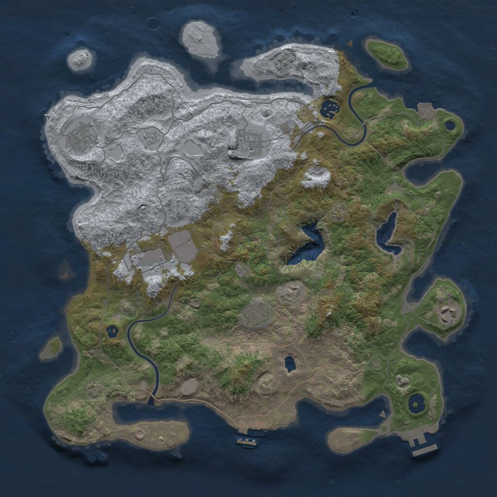 Rust Map: Procedural Map, Size: 4000, Seed: 630497485, 13 Monuments