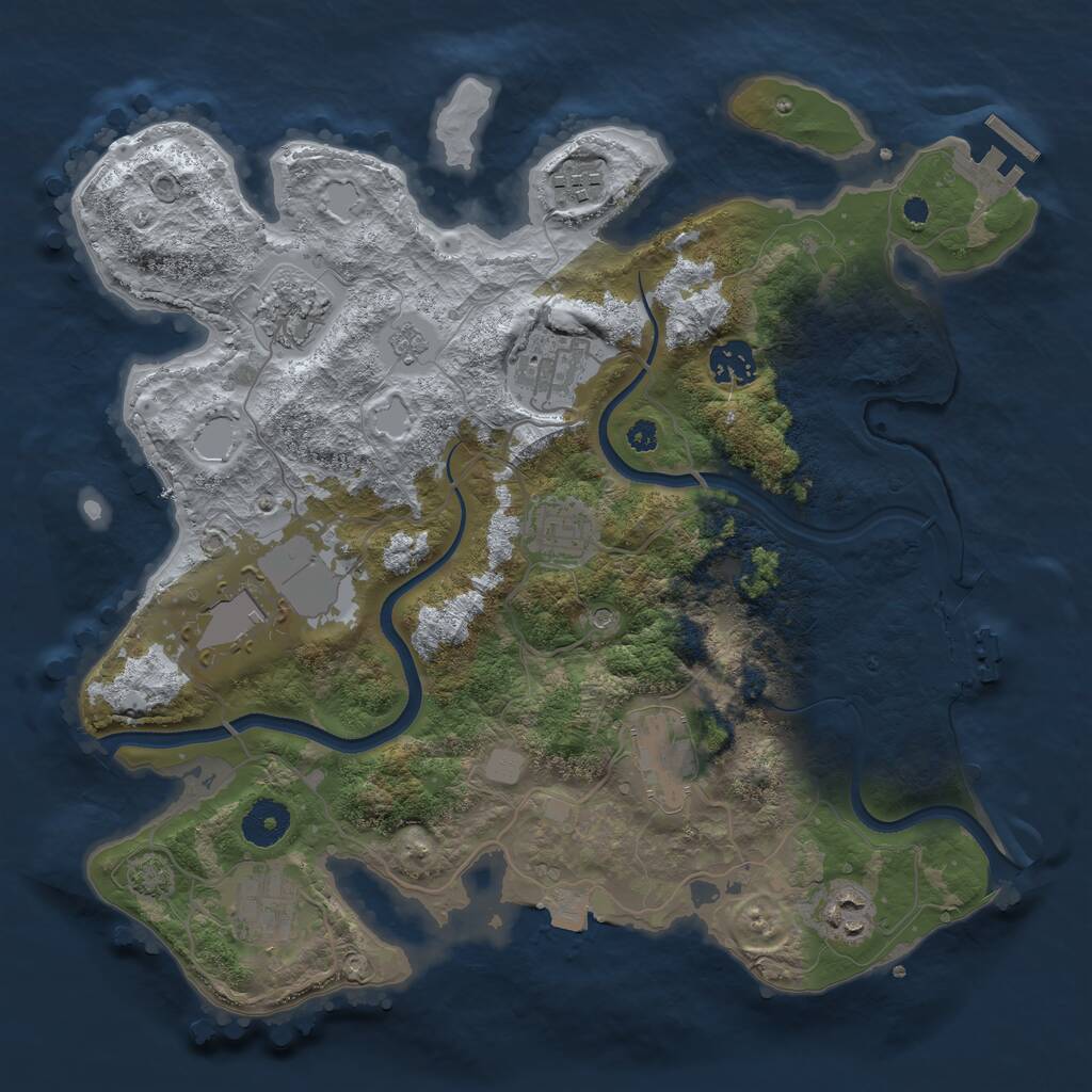 Rust Map: Procedural Map, Size: 3500, Seed: 1962823936, 15 Monuments