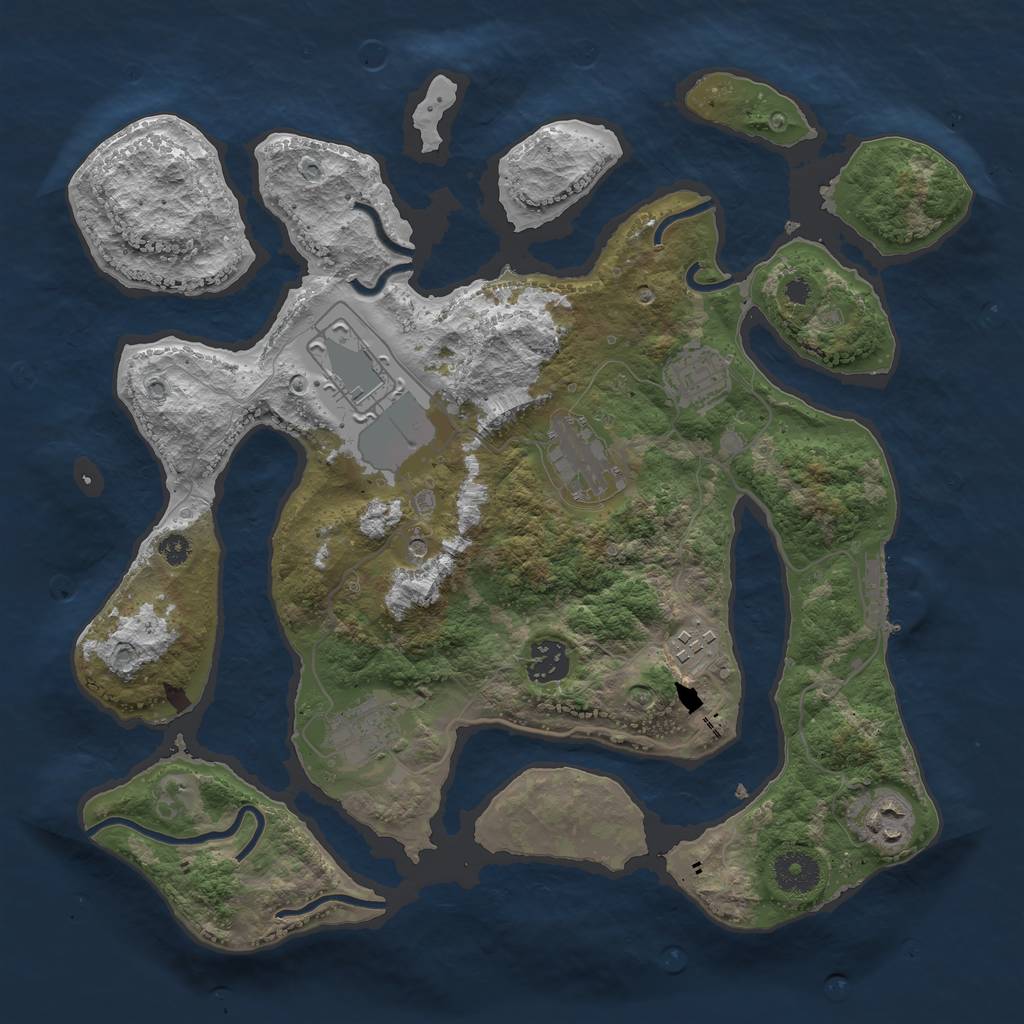 Rust Map: Procedural Map, Size: 3500, Seed: 1962823936, 11 Monuments