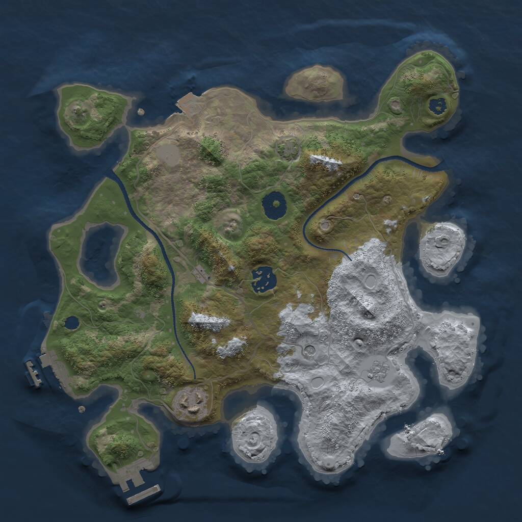 Rust Map: Procedural Map, Size: 3000, Seed: 357755955, 8 Monuments
