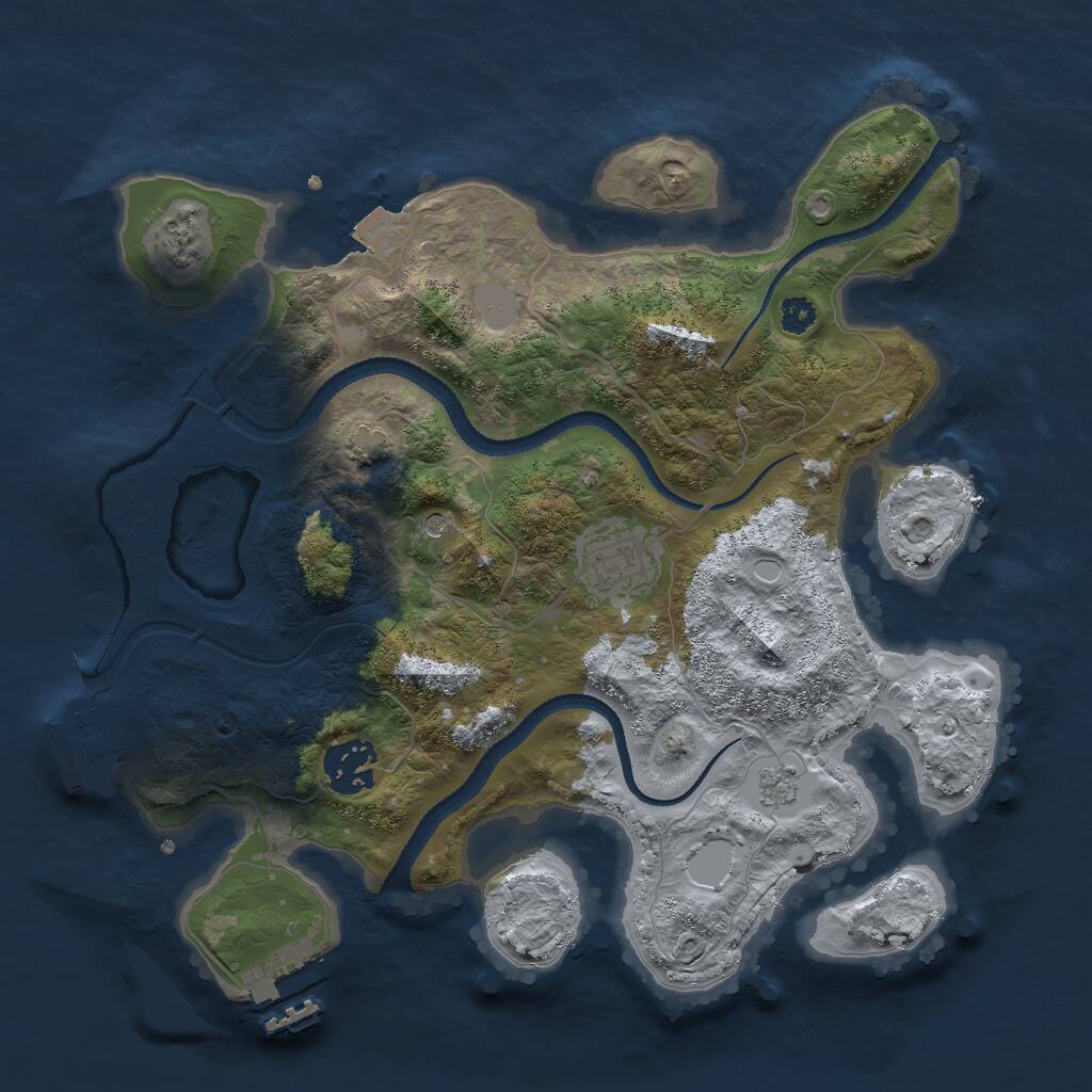 Rust Map: Procedural Map, Size: 3000, Seed: 357755955, 8 Monuments