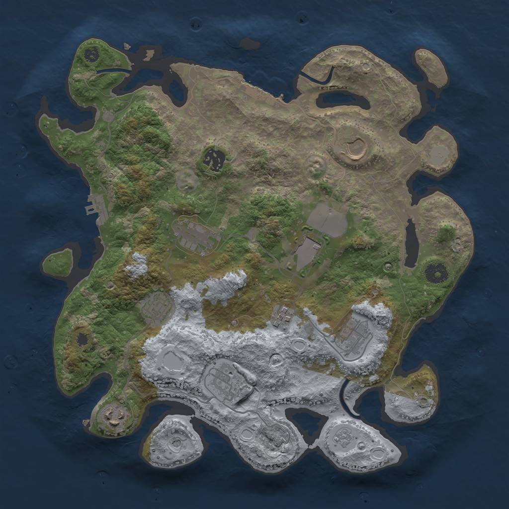 Rust Map: Procedural Map, Size: 3500, Seed: 132172, 16 Monuments