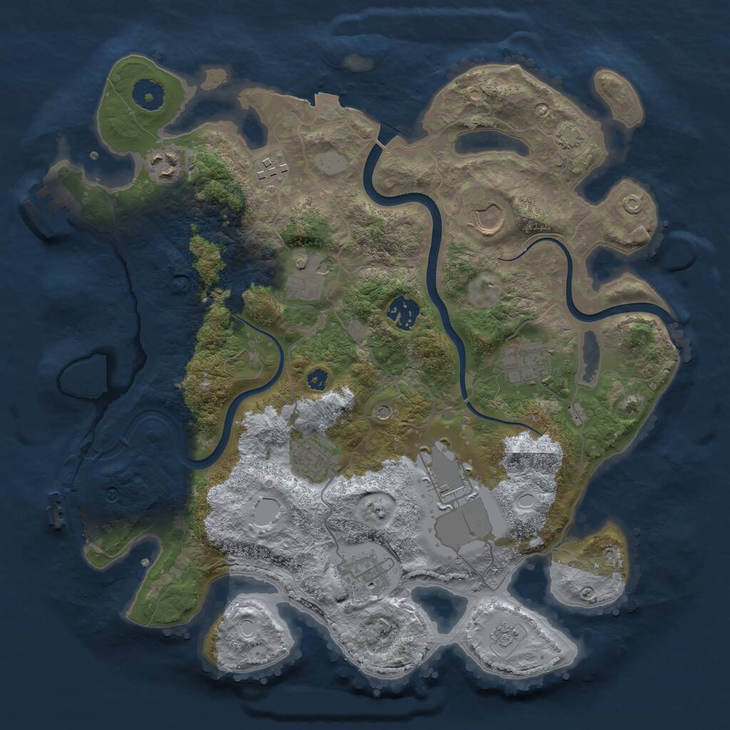 Rust Map: Procedural Map, Size: 3500, Seed: 132172, 15 Monuments