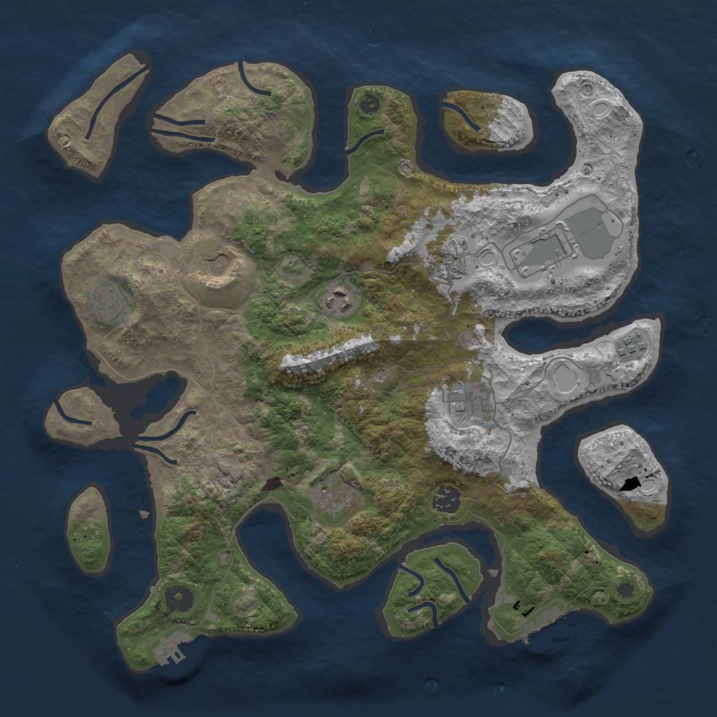 Rust Map: Procedural Map, Size: 3800, Seed: 2708467, 17 Monuments