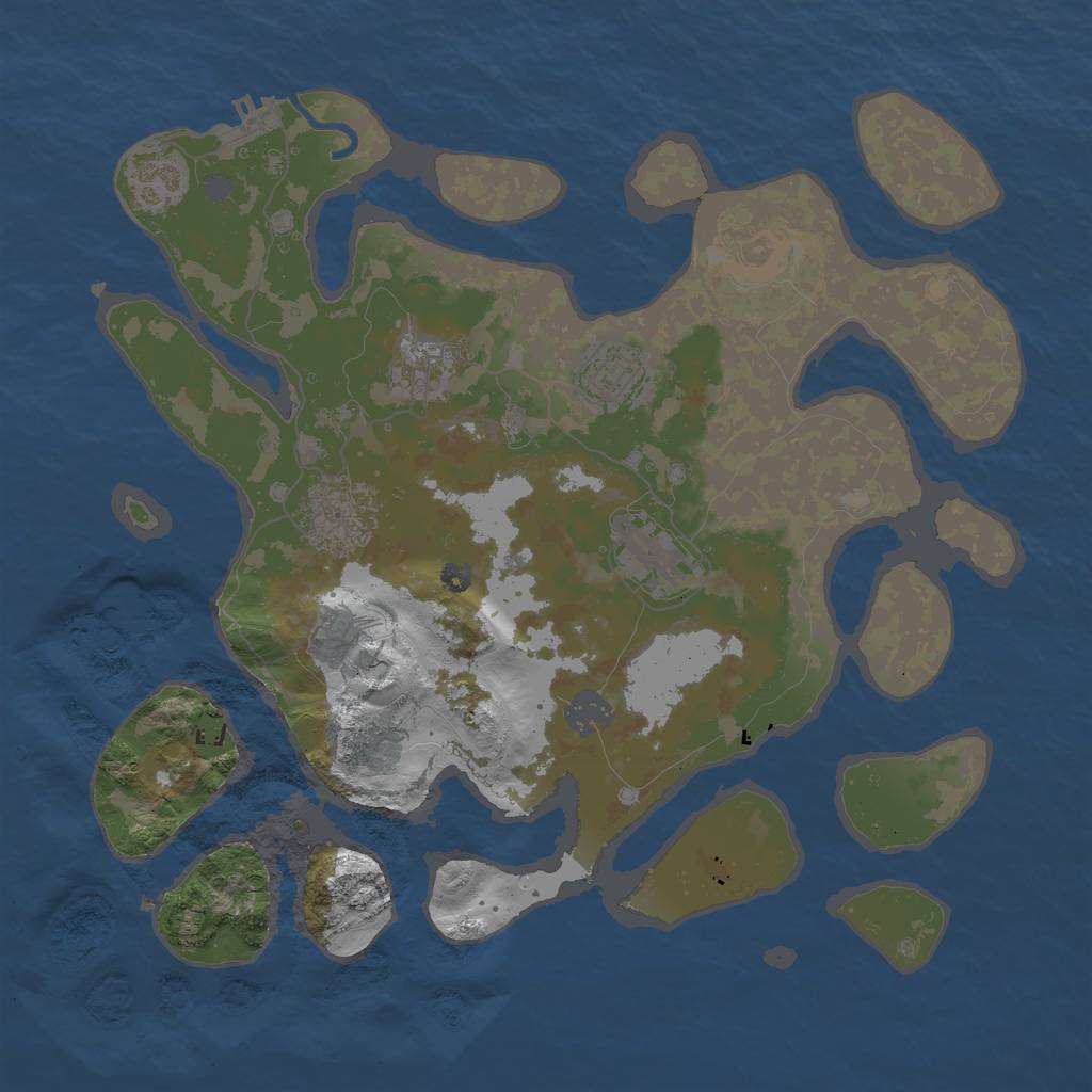 Rust Map: Procedural Map, Size: 3500, Seed: 772241, 12 Monuments