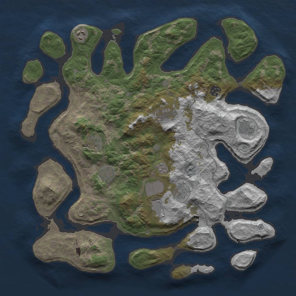 Rust Map: Barren, Size: 4200, Seed: 25347346, 12 Monuments