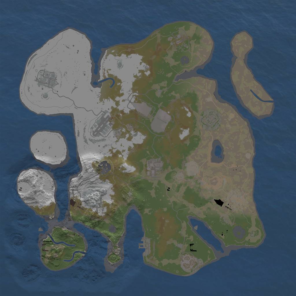 Rust Map: Procedural Map, Size: 3500, Seed: 2045123275, 15 Monuments