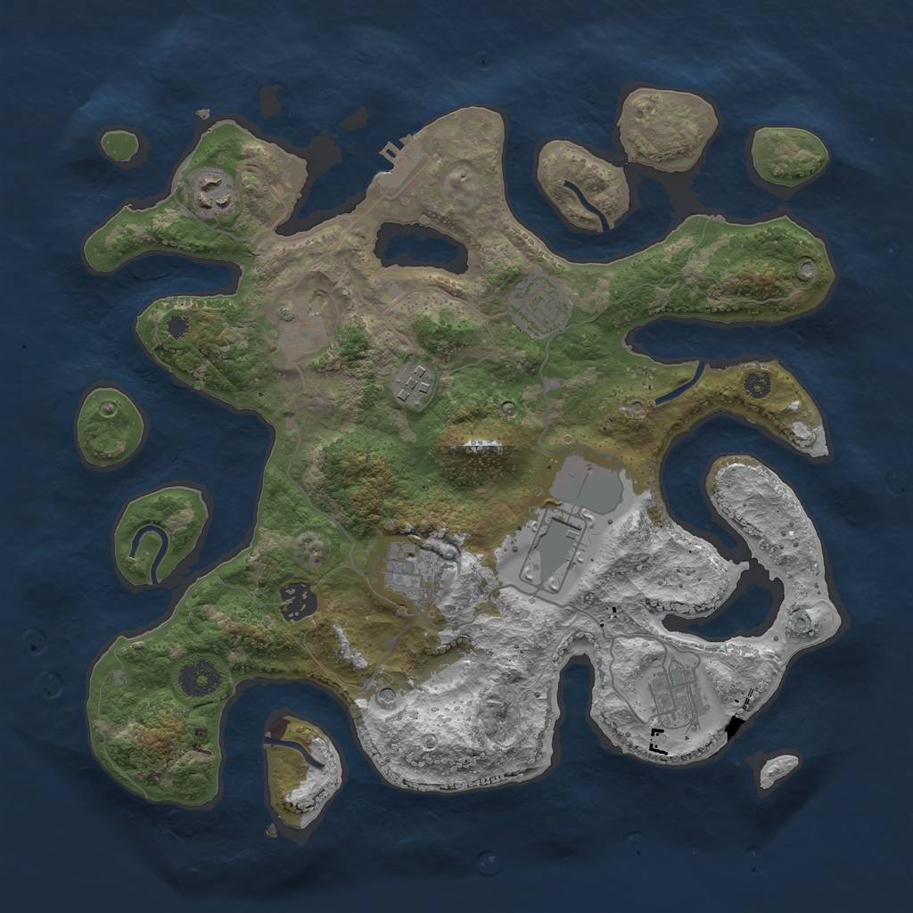 Rust Map: Procedural Map, Size: 3500, Seed: 161228683, 12 Monuments