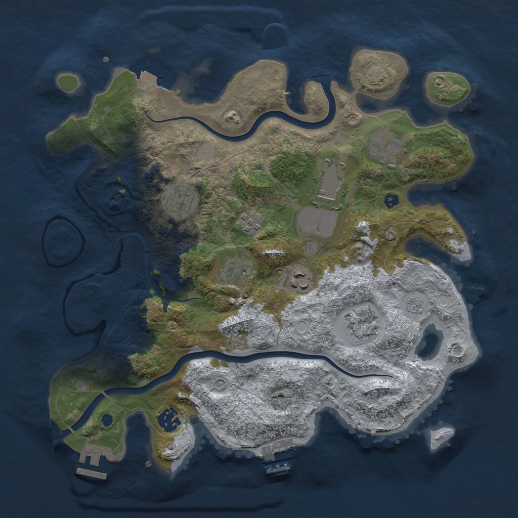 Rust Map: Procedural Map, Size: 3500, Seed: 161228683, 14 Monuments