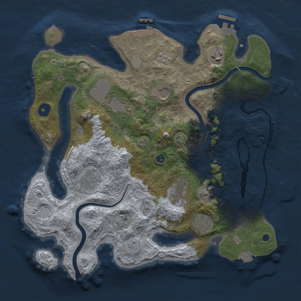 Rust Map: Procedural Map, Size: 3500, Seed: 560399, 13 Monuments