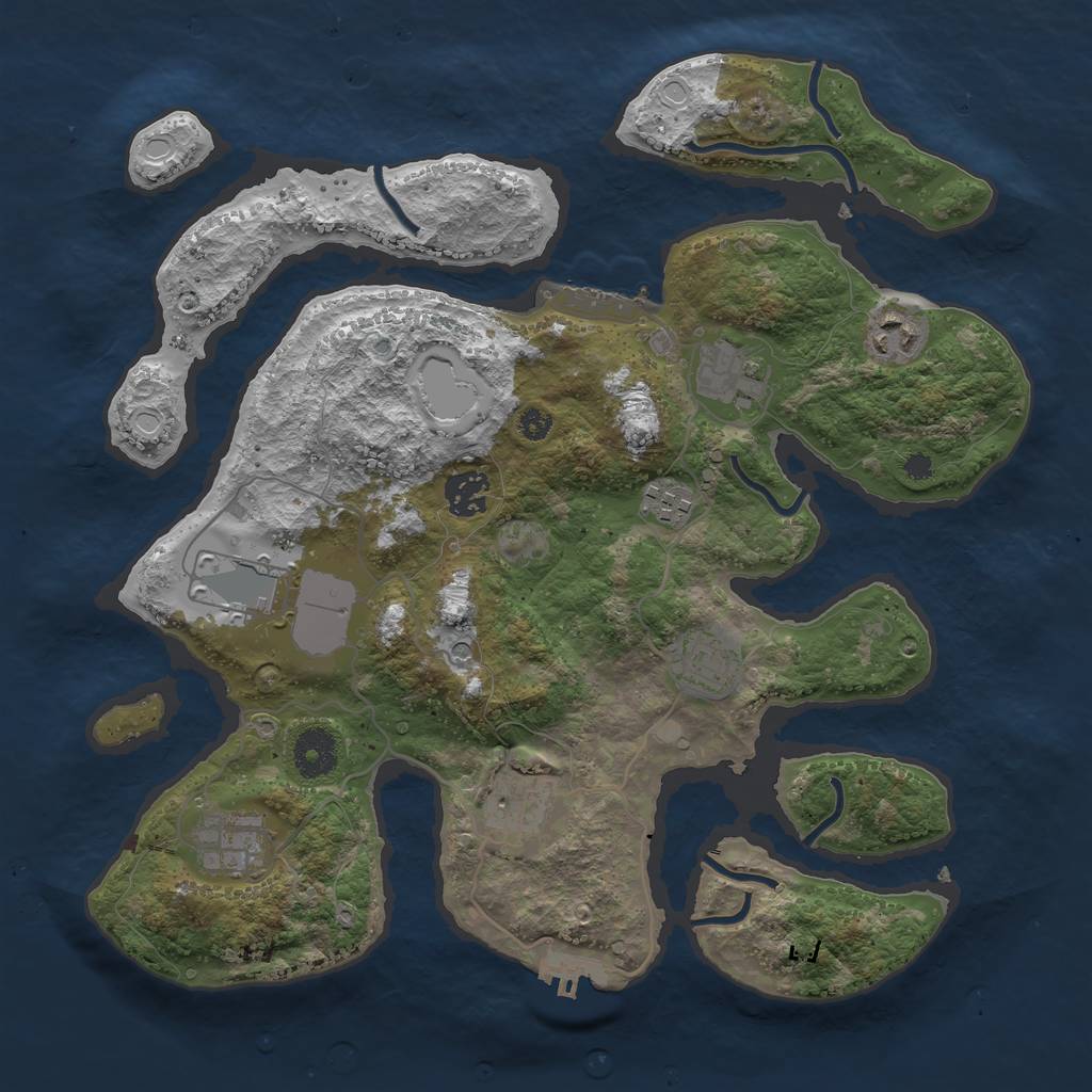 Rust Map: Procedural Map, Size: 3500, Seed: 484731, 16 Monuments