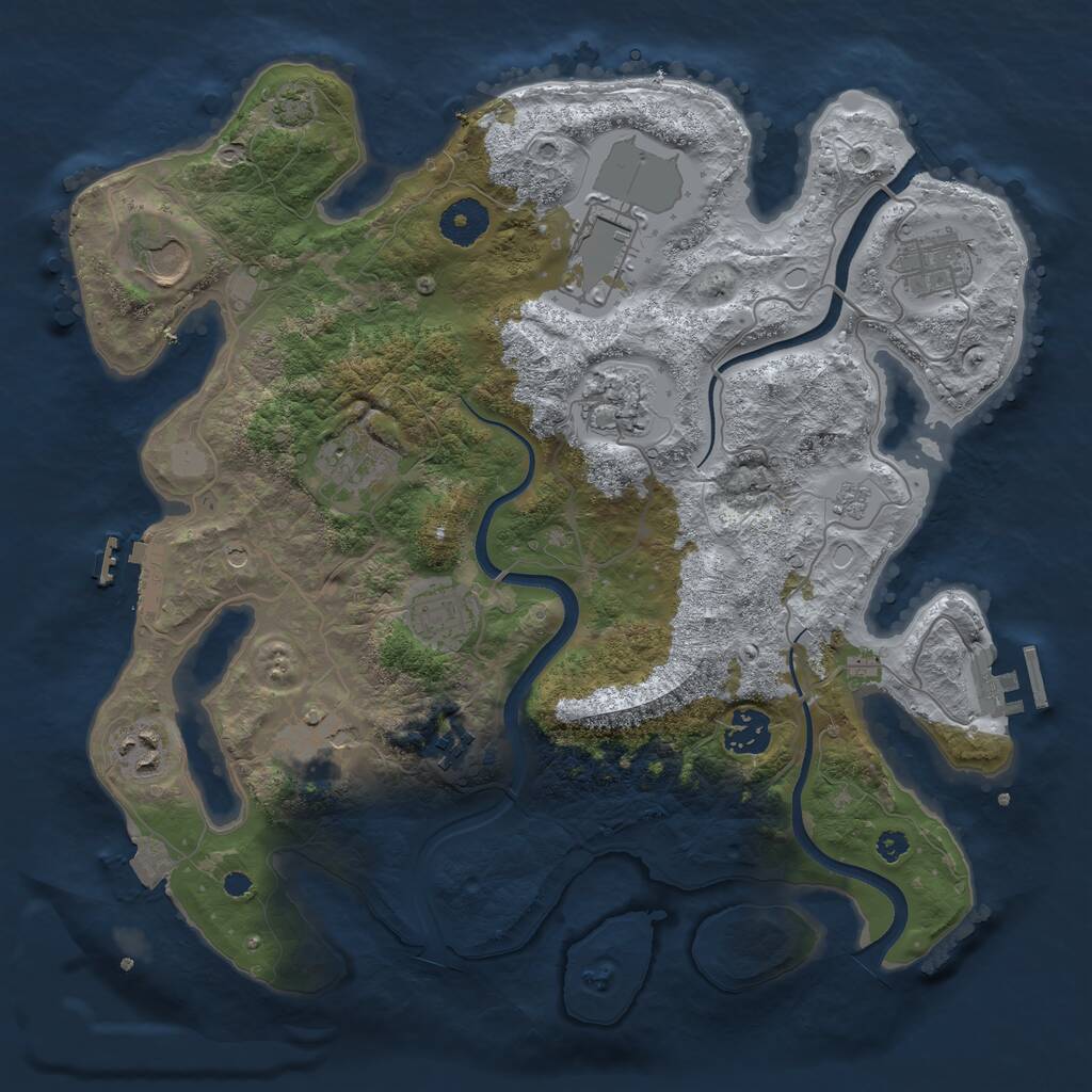 Rust Map: Procedural Map, Size: 3500, Seed: 618901, 16 Monuments