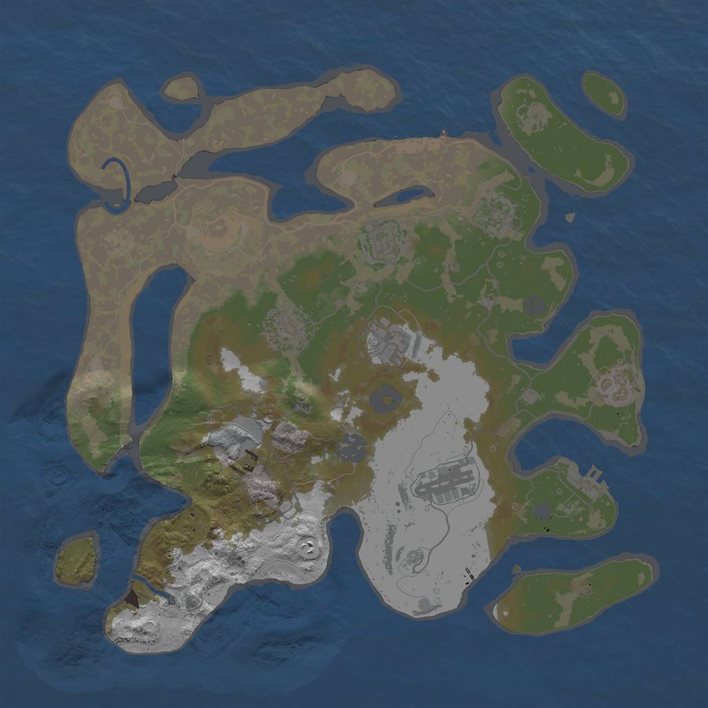 Rust Map: Procedural Map, Size: 3500, Seed: 345763, 14 Monuments