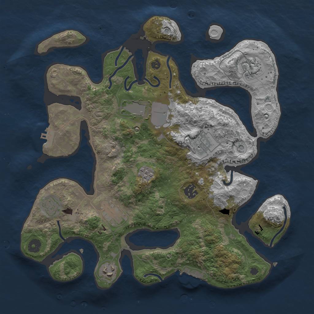 Rust Map: Procedural Map, Size: 3500, Seed: 313738, 16 Monuments