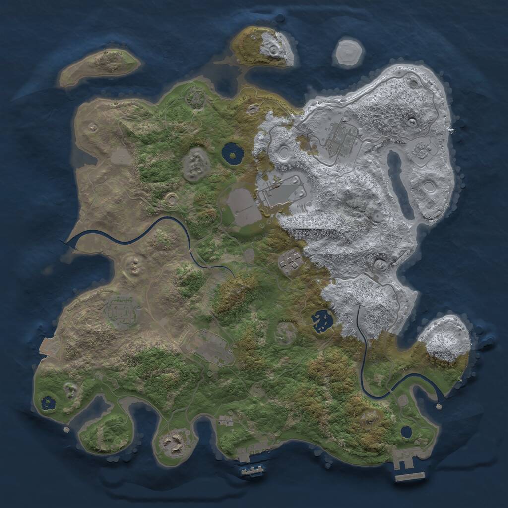Rust Map: Procedural Map, Size: 3500, Seed: 313738, 12 Monuments