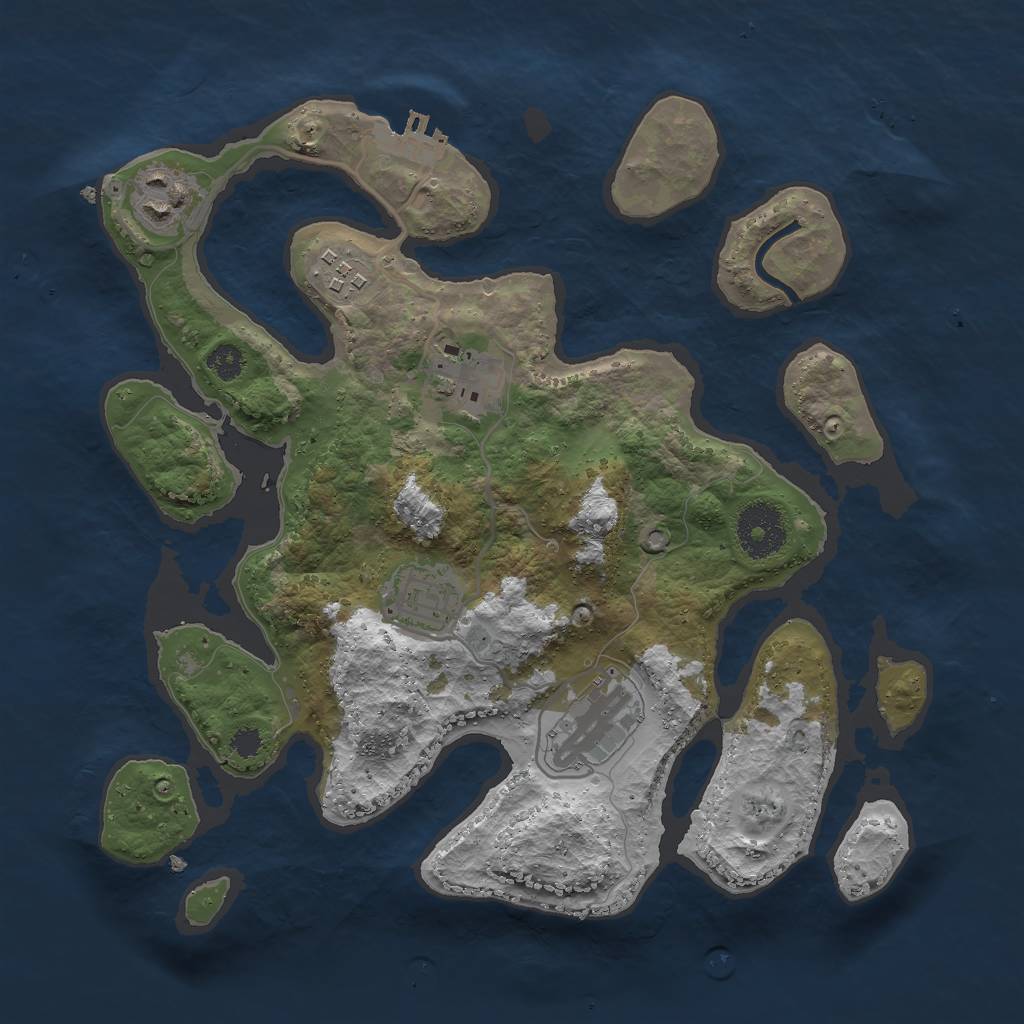 Rust Map: Procedural Map, Size: 3000, Seed: 2110, 8 Monuments