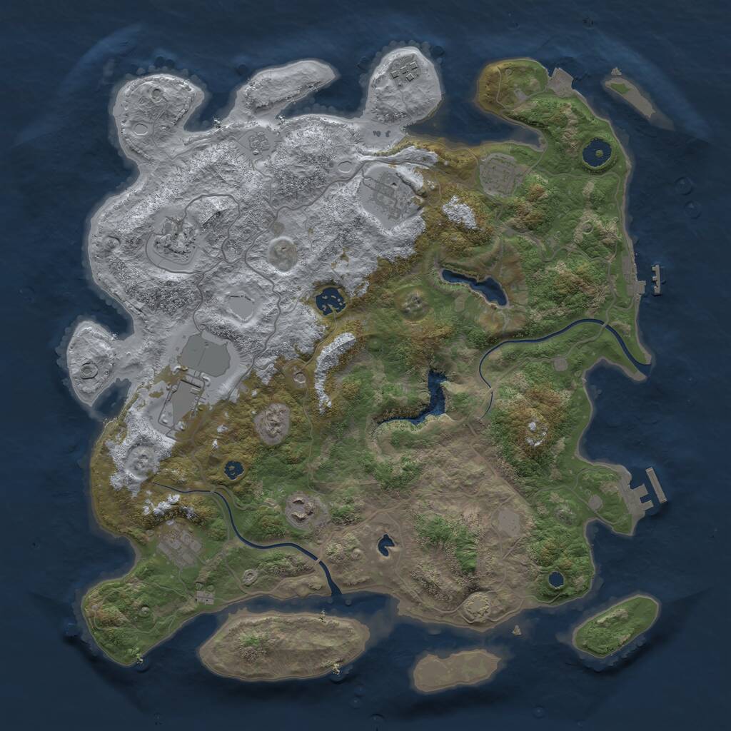 Rust Map: Procedural Map, Size: 4000, Seed: 543751, 14 Monuments