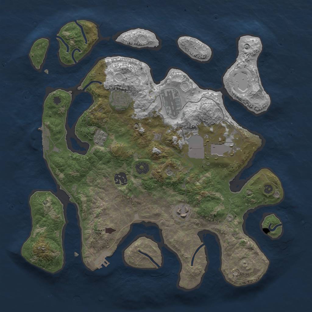 Rust Map: Procedural Map, Size: 3500, Seed: 16784, 14 Monuments