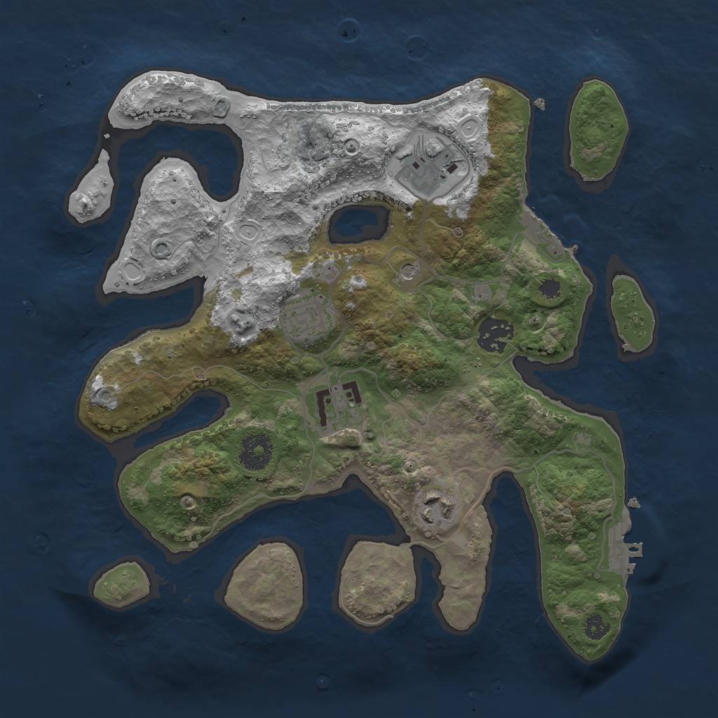 Rust Map: Procedural Map, Size: 3000, Seed: 53407944, 16 Monuments