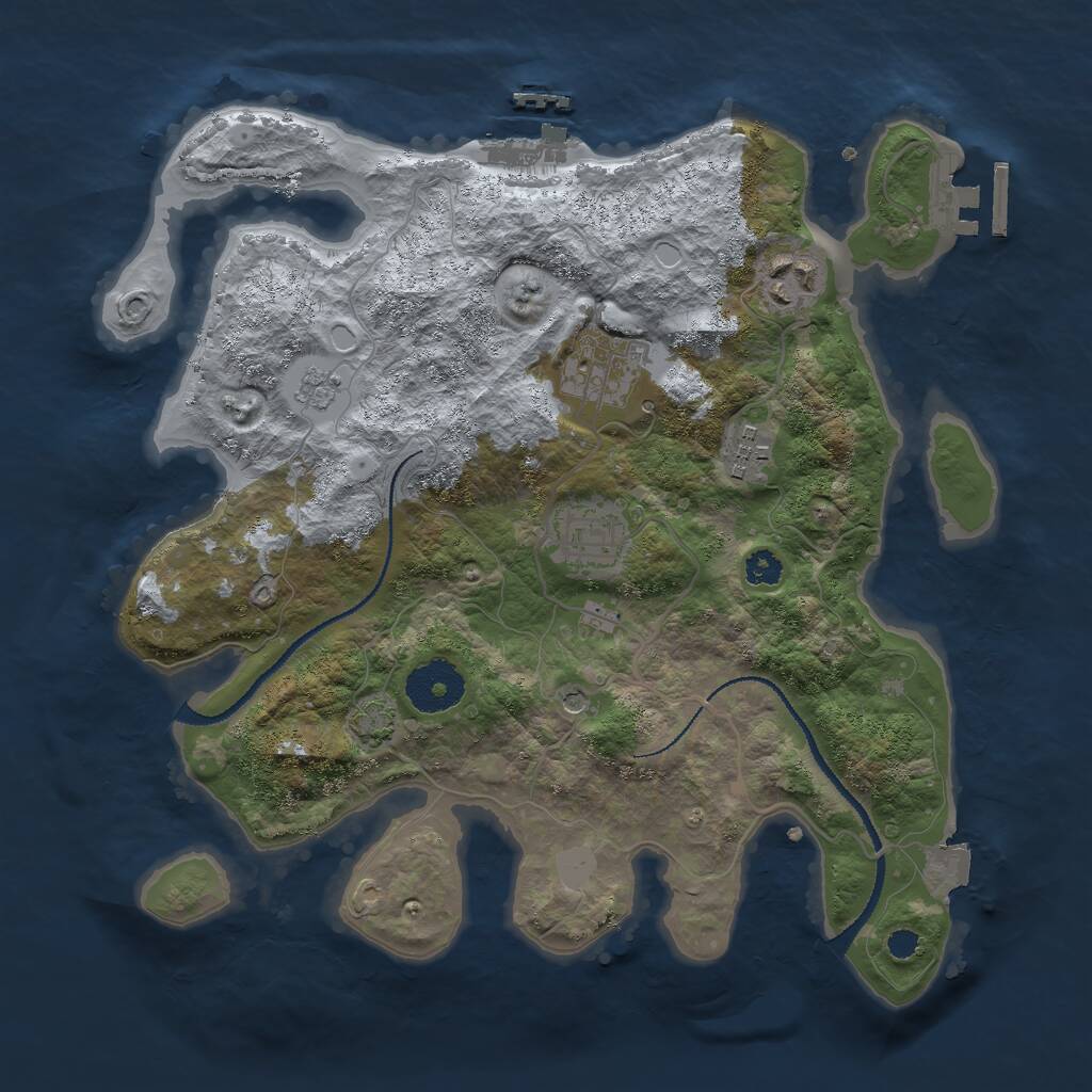 Rust Map: Procedural Map, Size: 3000, Seed: 53407944, 10 Monuments