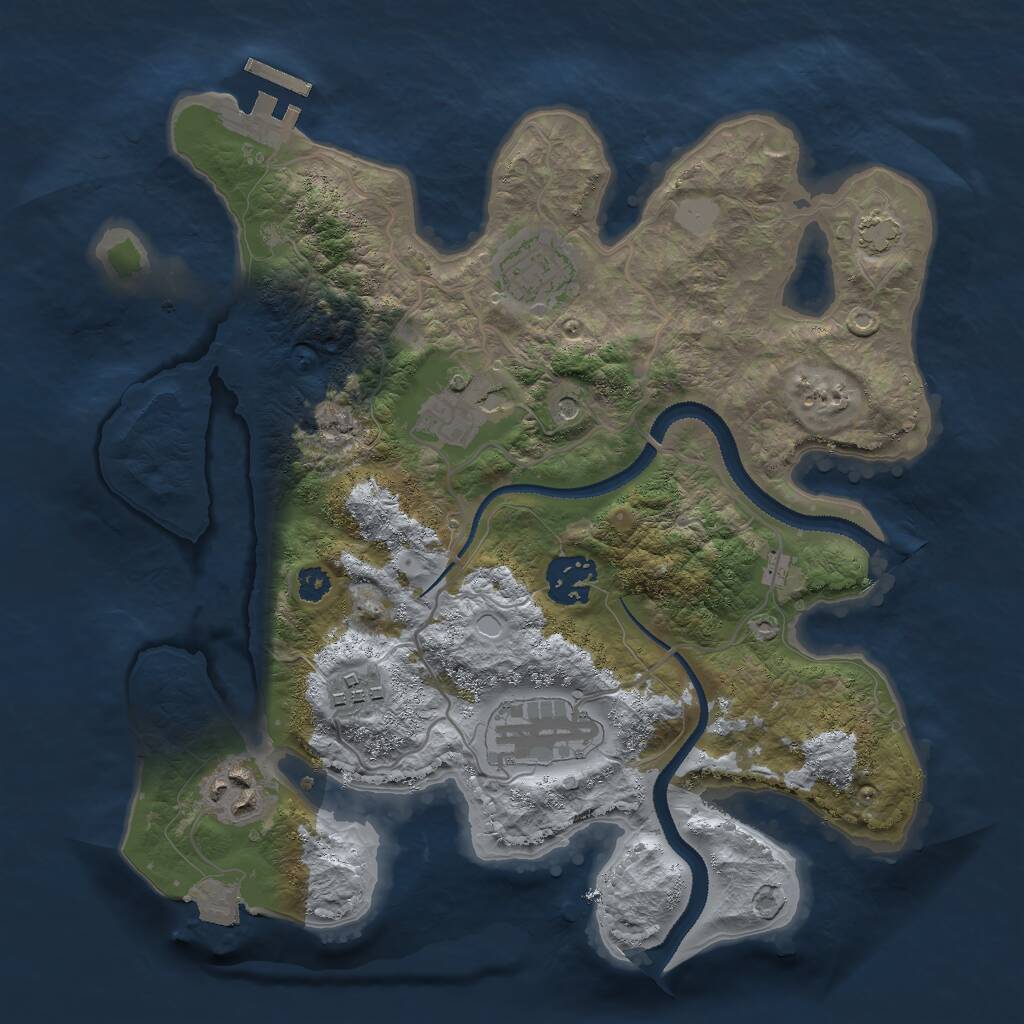 Rust Map: Procedural Map, Size: 3000, Seed: 2014451874, 10 Monuments