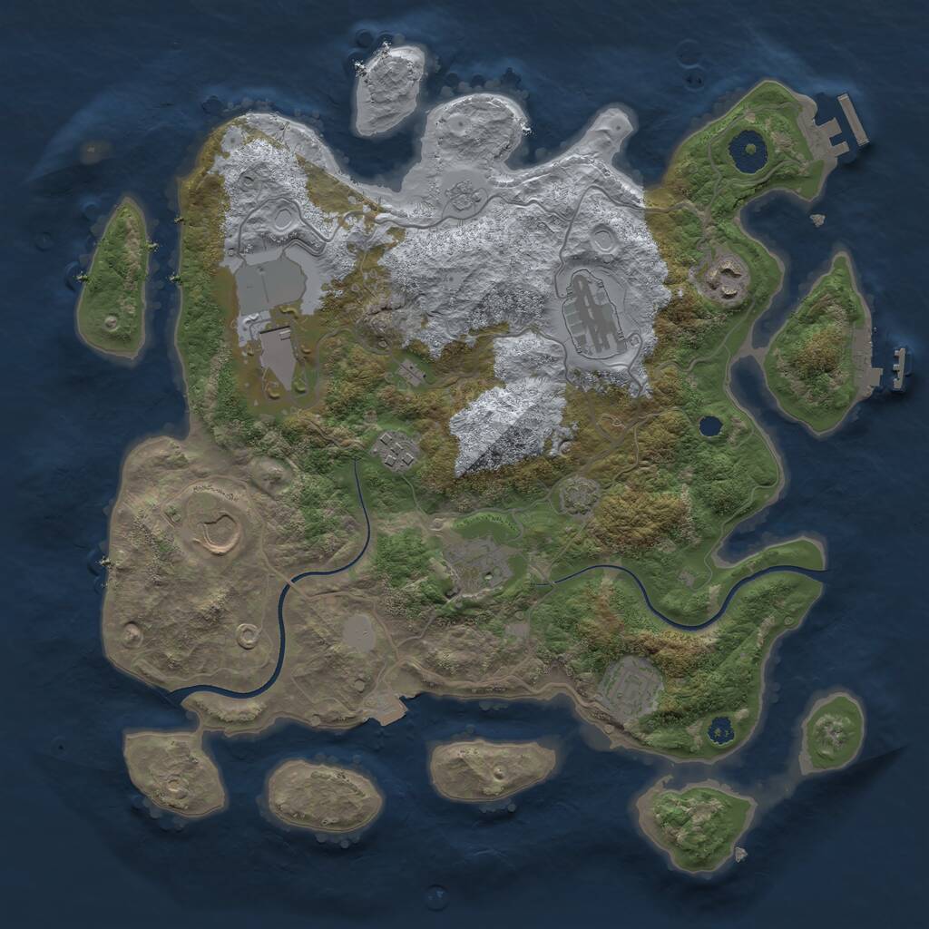 Rust Map: Procedural Map, Size: 3500, Seed: 395426089, 12 Monuments