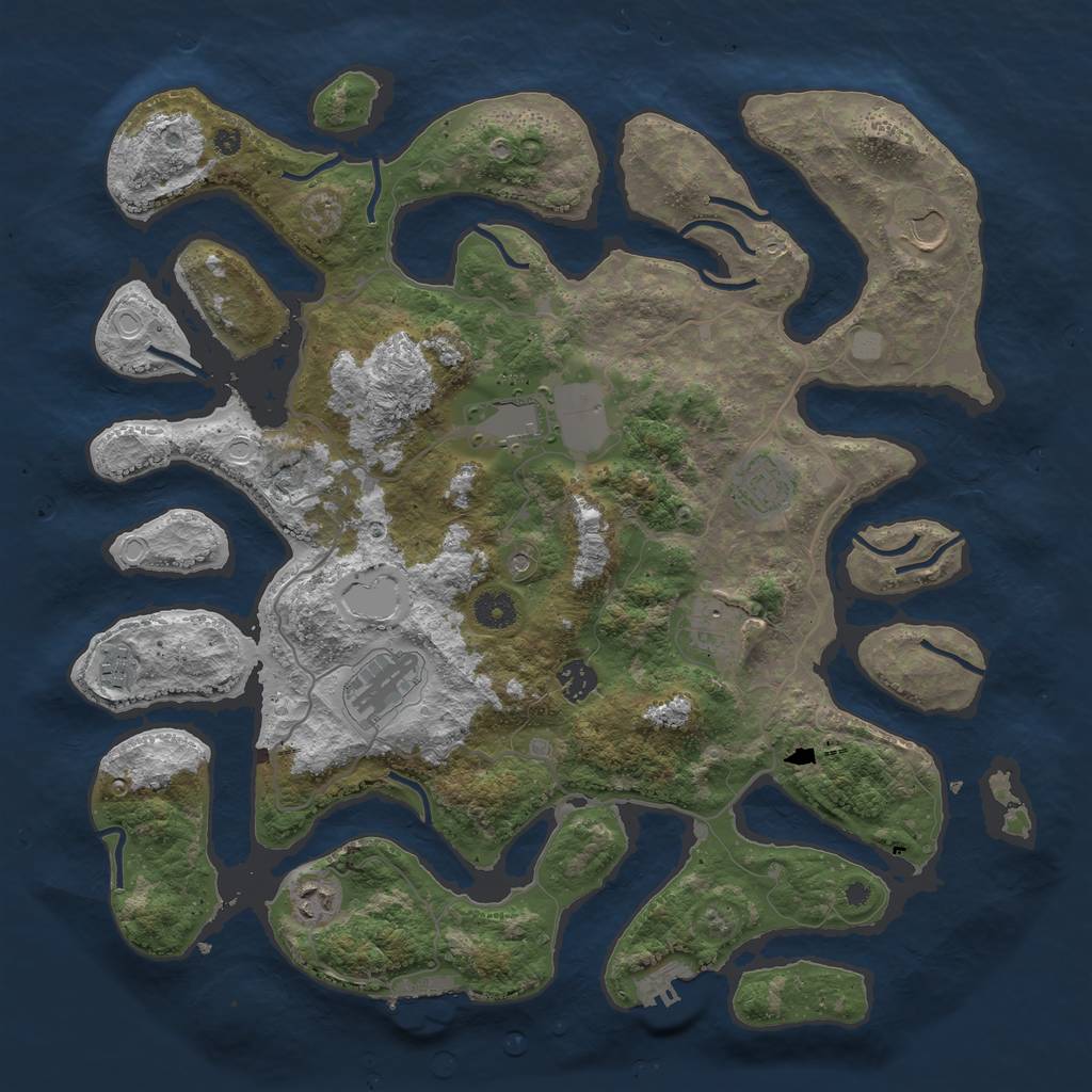 Rust Map: Procedural Map, Size: 4100, Seed: 123456, 16 Monuments