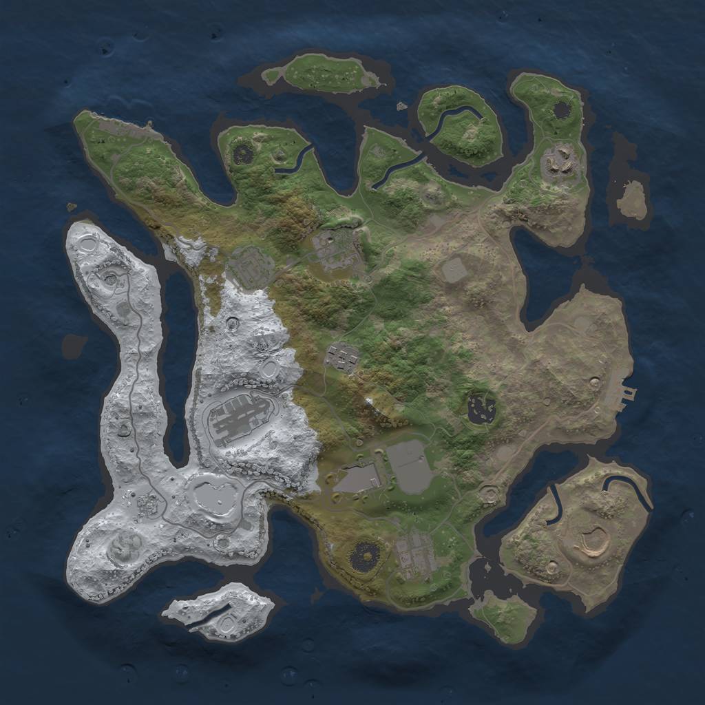 Rust Map: Procedural Map, Size: 3500, Seed: 1005463105, 18 Monuments