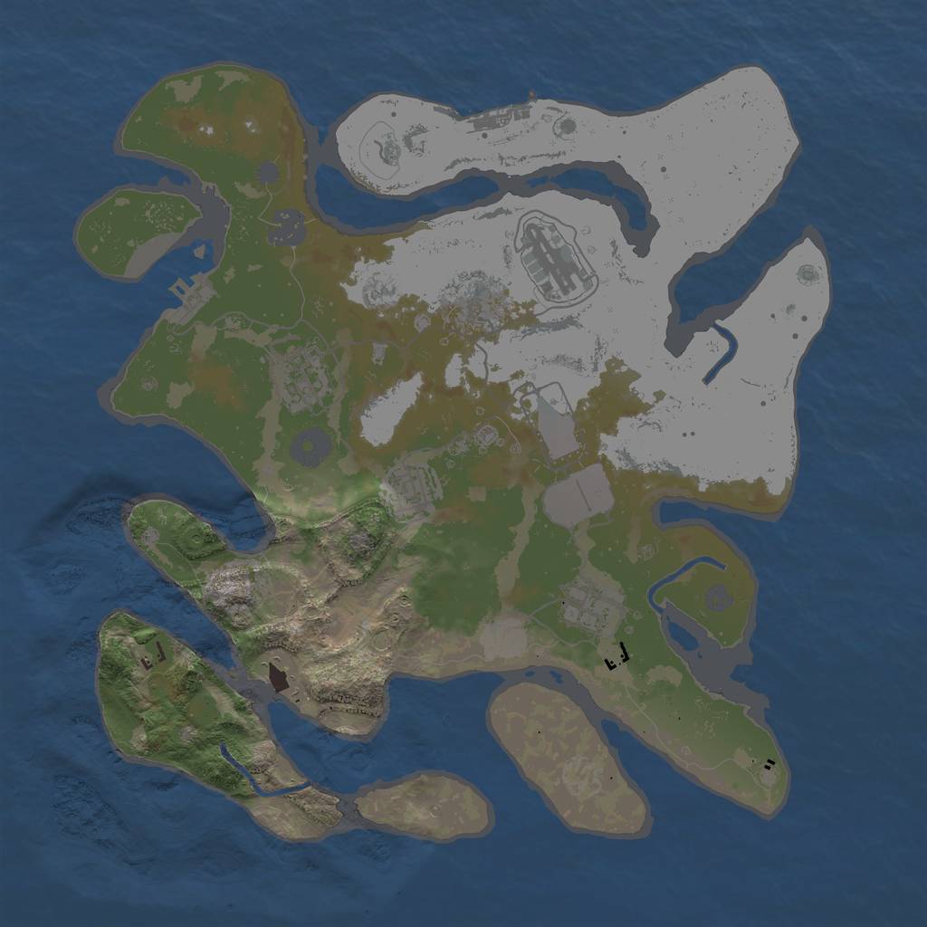 Rust Map: Procedural Map, Size: 3500, Seed: 247697245, 14 Monuments