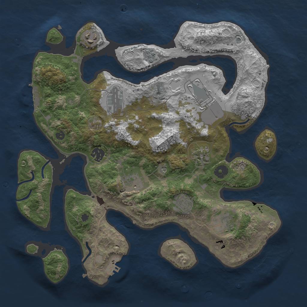 Rust Map: Procedural Map, Size: 3500, Seed: 834924454, 17 Monuments