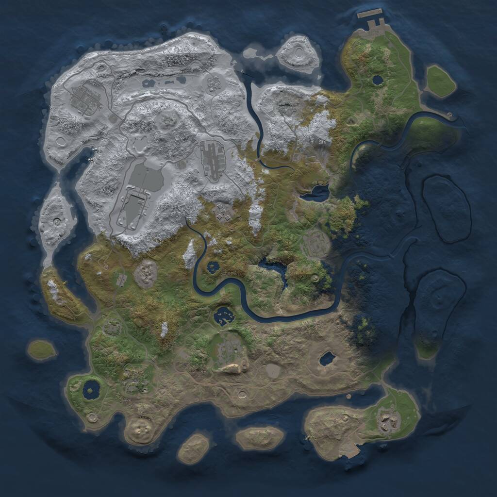 Rust Map: Procedural Map, Size: 4000, Seed: 828, 14 Monuments