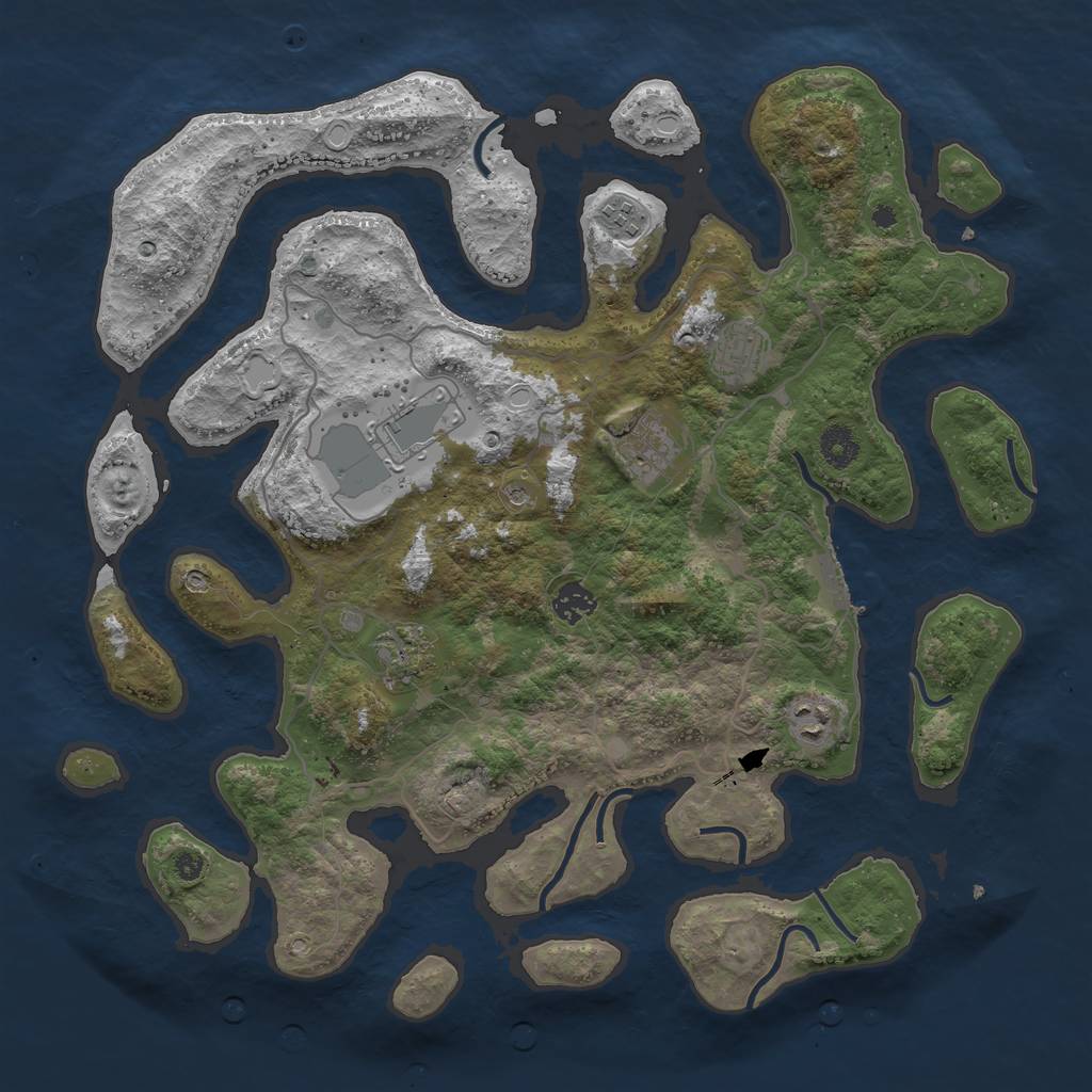 Rust Map: Procedural Map, Size: 4000, Seed: 828, 17 Monuments