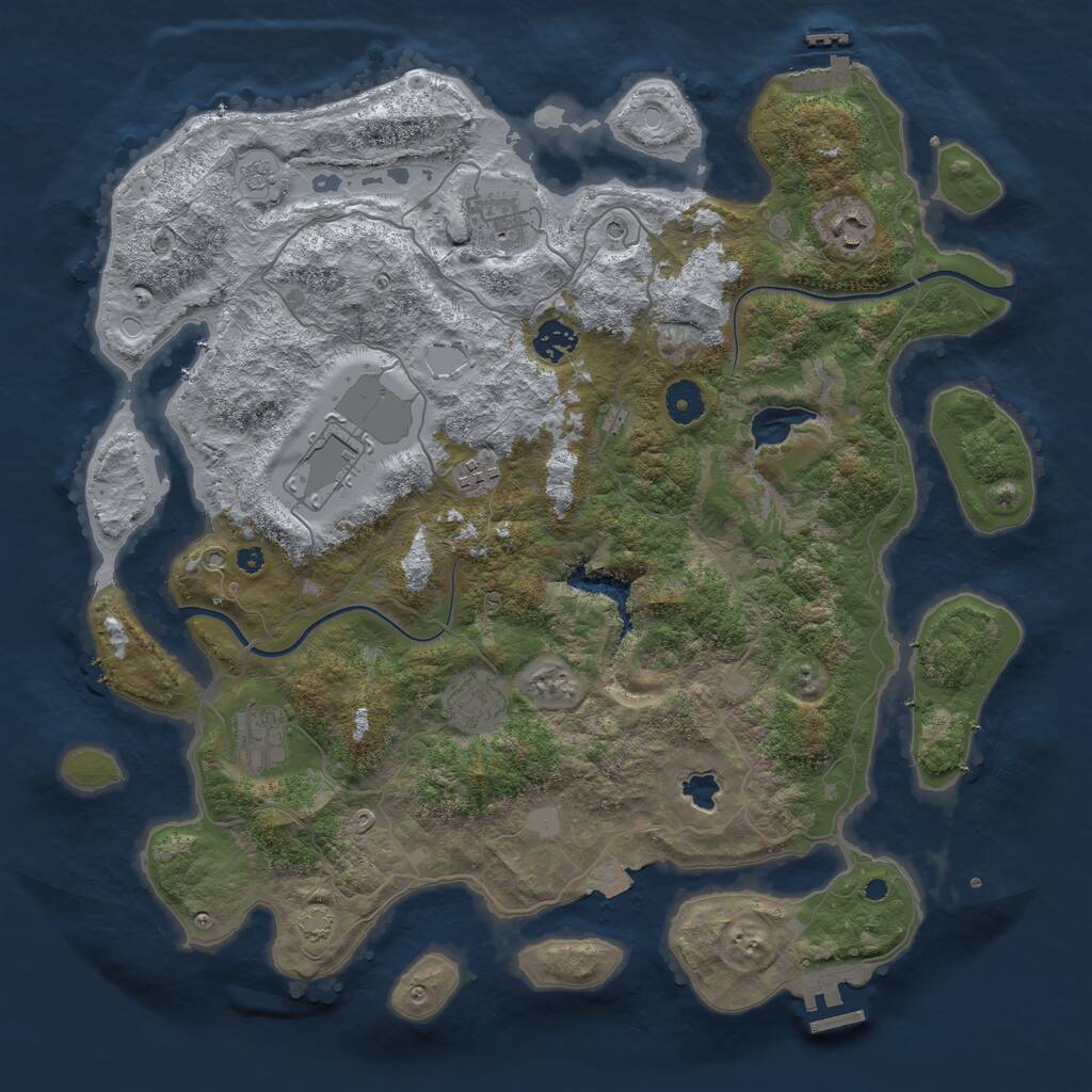Rust Map: Procedural Map, Size: 4000, Seed: 828, 13 Monuments