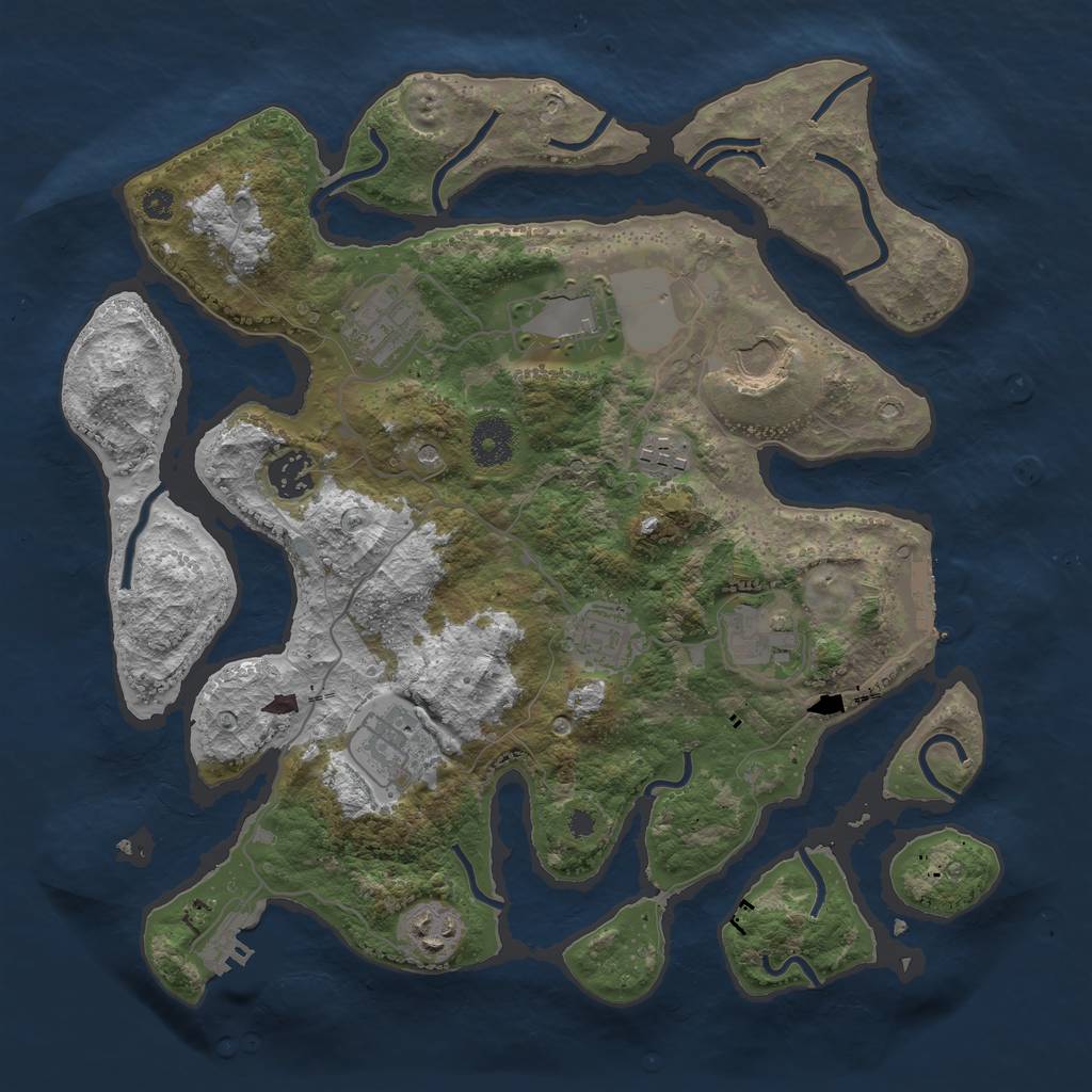 Rust Map: Procedural Map, Size: 3500, Seed: 2126866741, 14 Monuments