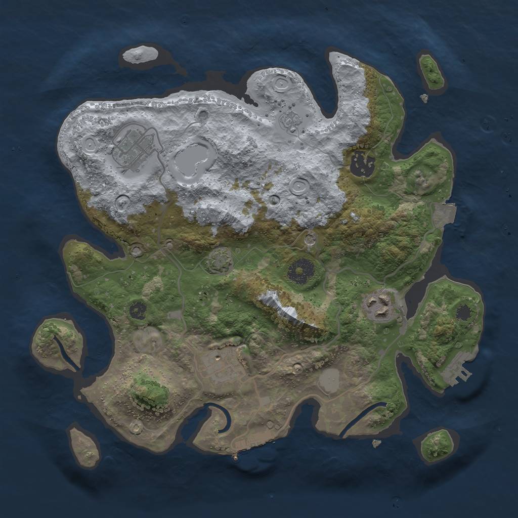 Rust Map: Procedural Map, Size: 3000, Seed: 44016021, 12 Monuments