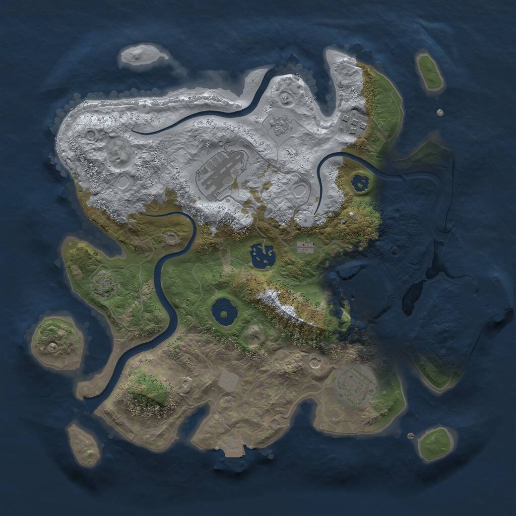 Rust Map: Procedural Map, Size: 3000, Seed: 44016021, 10 Monuments