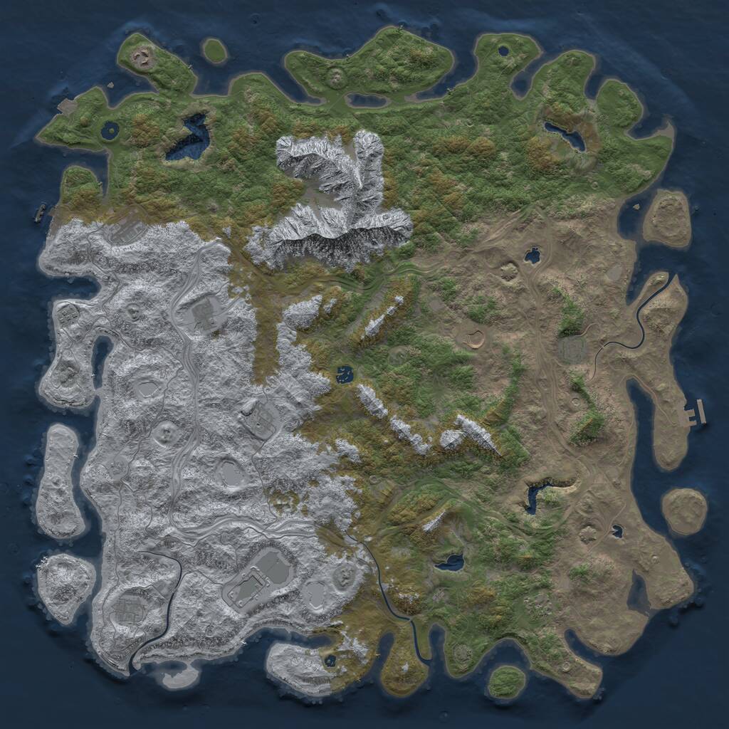 Rust Map: Procedural Map, Size: 6000, Seed: 6496, 17 Monuments