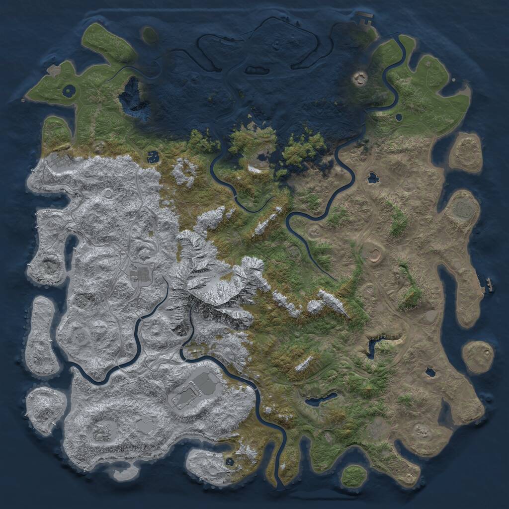 Rust Map: Procedural Map, Size: 6000, Seed: 6496, 17 Monuments