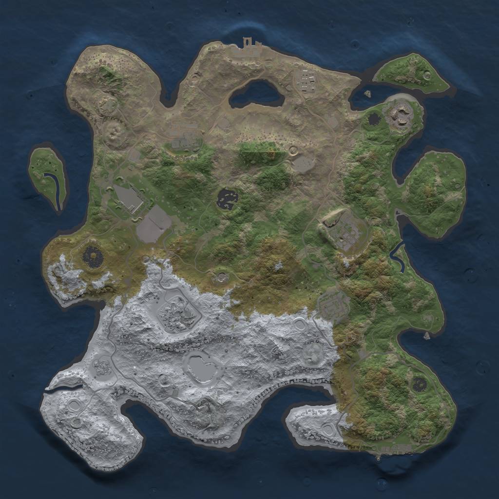 Rust Map: Procedural Map, Size: 3550, Seed: 2147483647, 16 Monuments