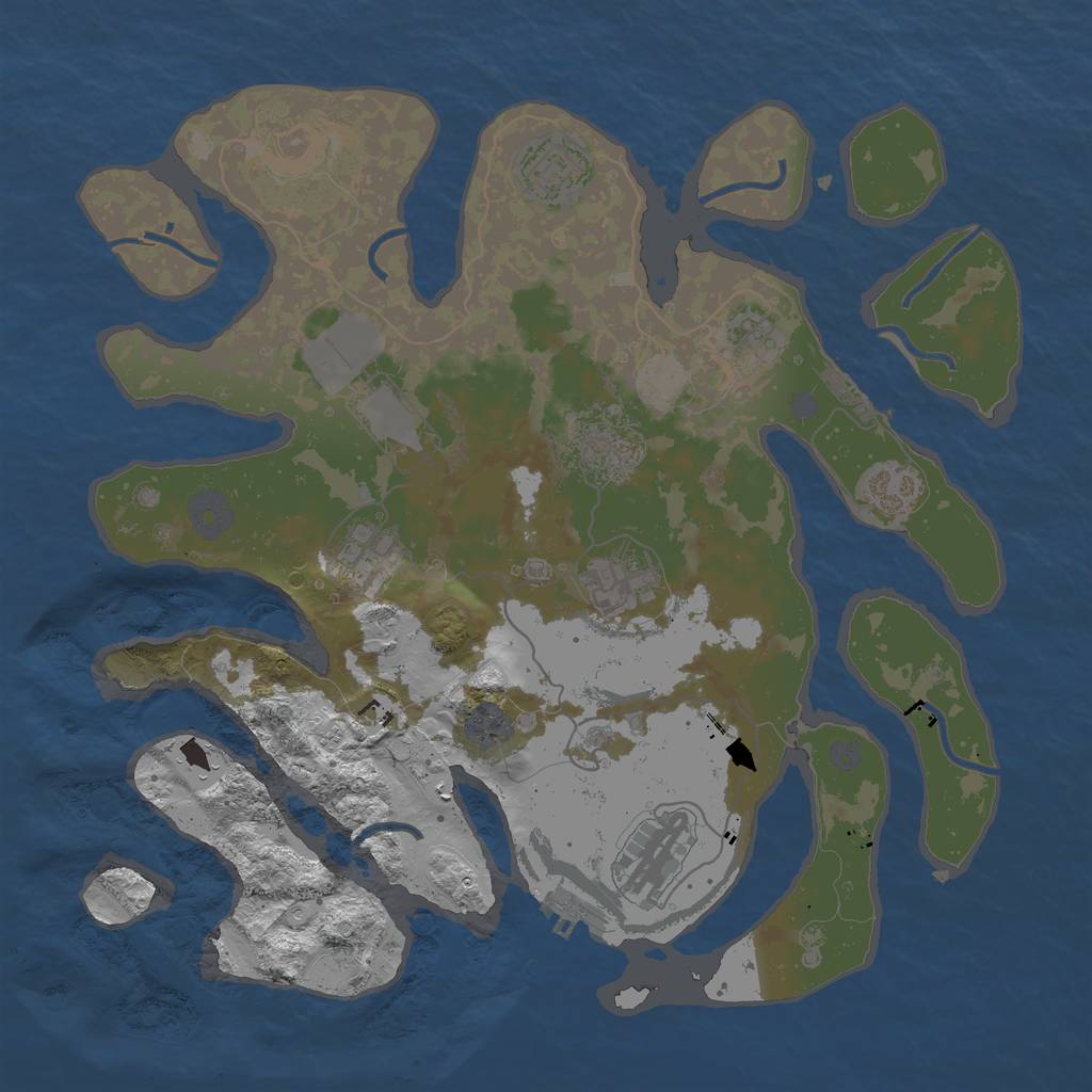 Rust Map: Procedural Map, Size: 3500, Seed: 2097449790, 15 Monuments