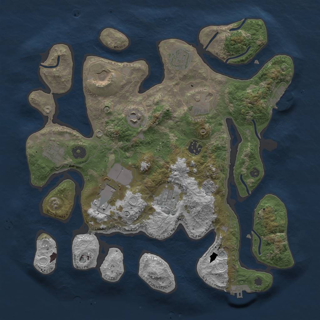 Rust Map: Procedural Map, Size: 3500, Seed: 3682352, 17 Monuments